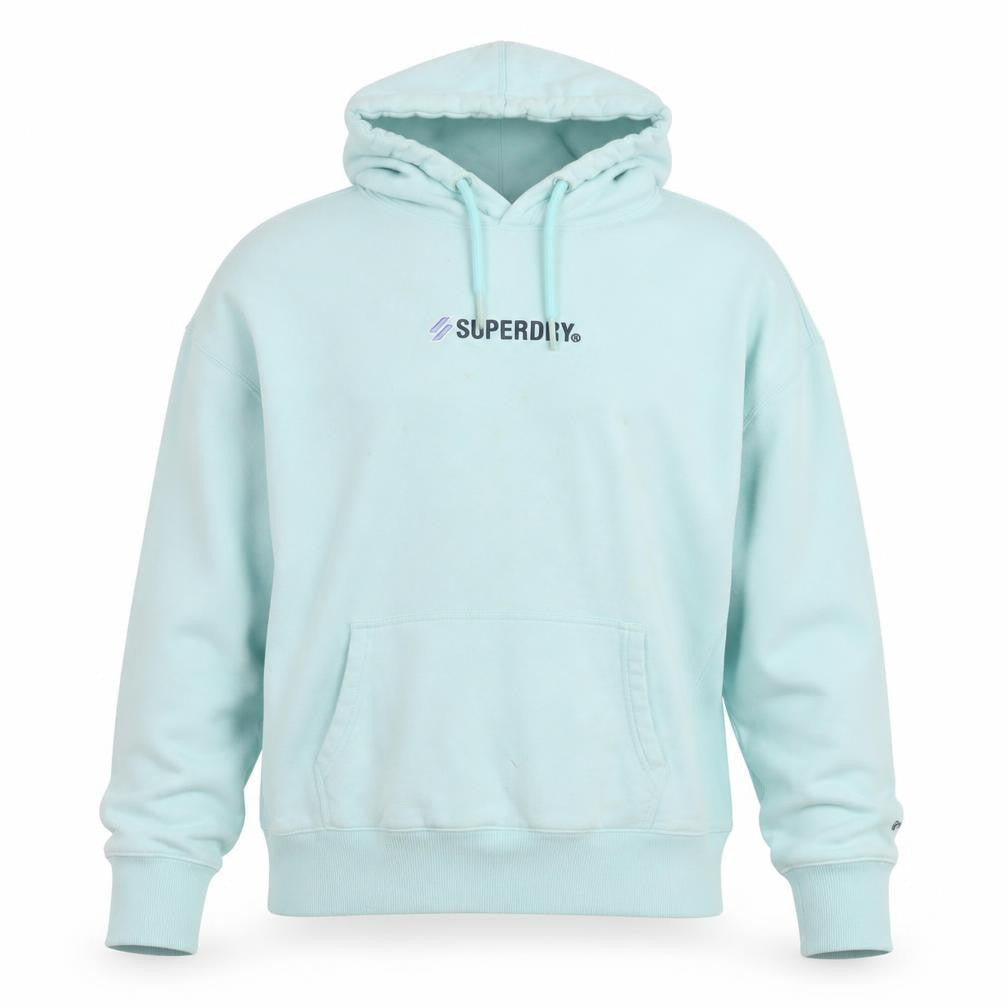 Superdry Women’s Blue Hoodie Size M Pullover Cotton Logo Sweatshirt