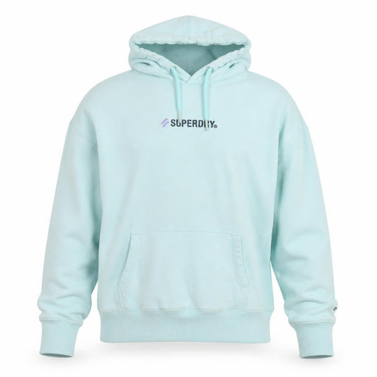 Superdry Women’s Blue Hoodie Size M Pullover Cotton Logo Sweatshirt