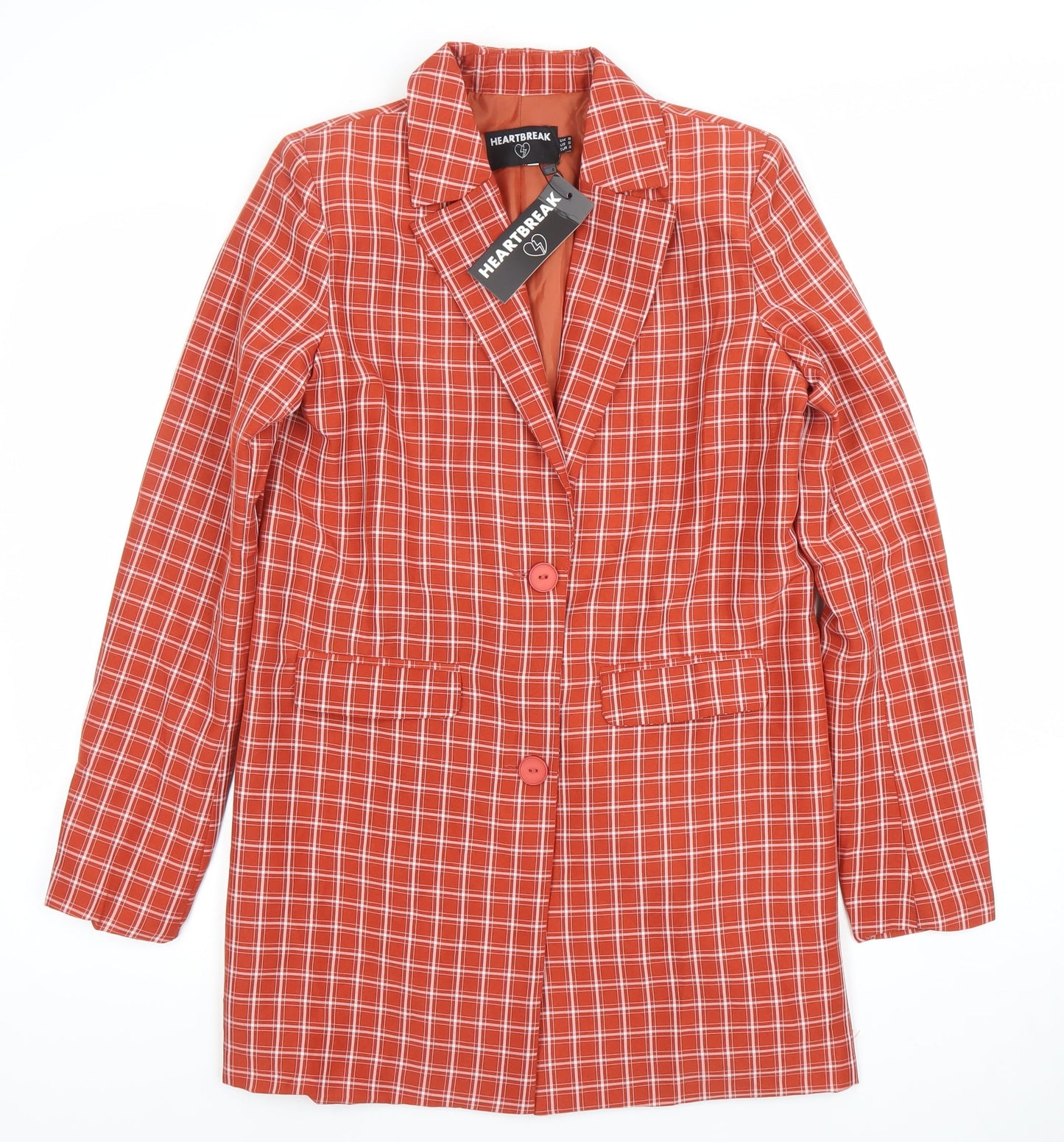 Heartbreak Women's Red Check Blazer UK 8 Single Breasted