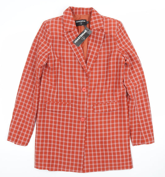 Heartbreak Women's Red Check Blazer UK 8 Single Breasted