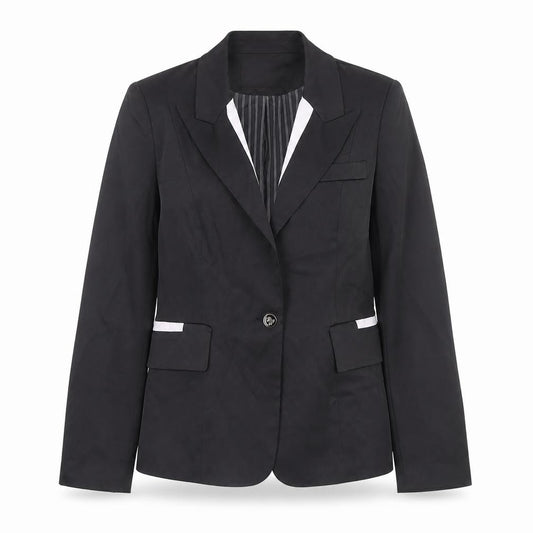 Attentif Womens Black Size 12 Tailored Single-Breasted Blazer