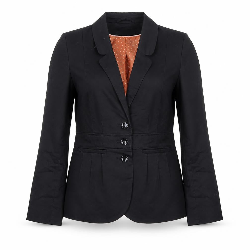 H&M Women's Black Size 10 Cotton Blend Single-Breasted Blazer