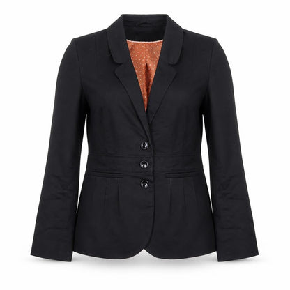 H&M Women's Black Size 10 Cotton Blend Single-Breasted Blazer
