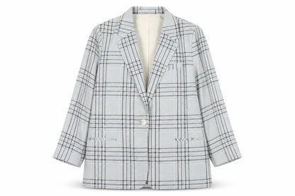 Primark Women Beige Check Single-Breasted Blazer Size 20