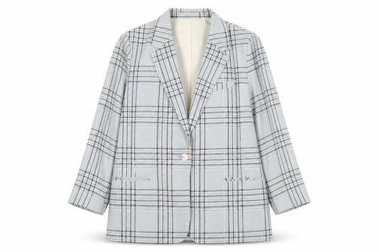 Primark Women Beige Check Single-Breasted Blazer Size 20
