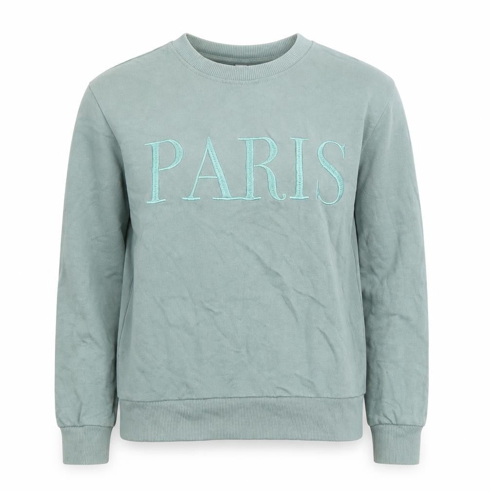 JDY Women’s Green Paris Embroidered Pullover Sweatshirt XS
