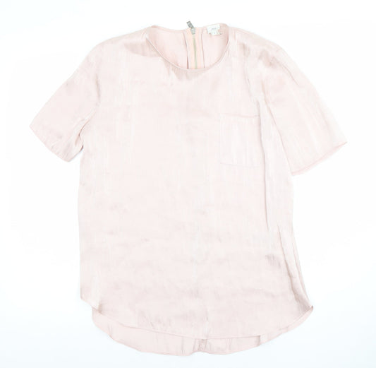 River Island Women Pink Short Sleeve Satin Blouse Size 12