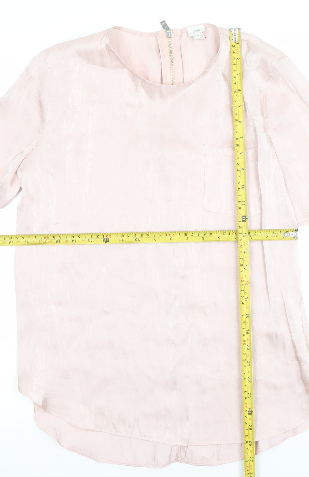 River Island Women Pink Short Sleeve Satin Blouse Size 12