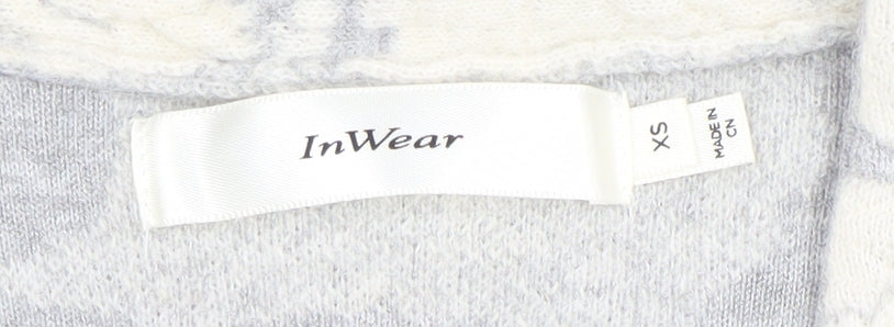 InWear Womens Grey Floral Alpaca Blend V-Neck Long Sleeve Jumper XS