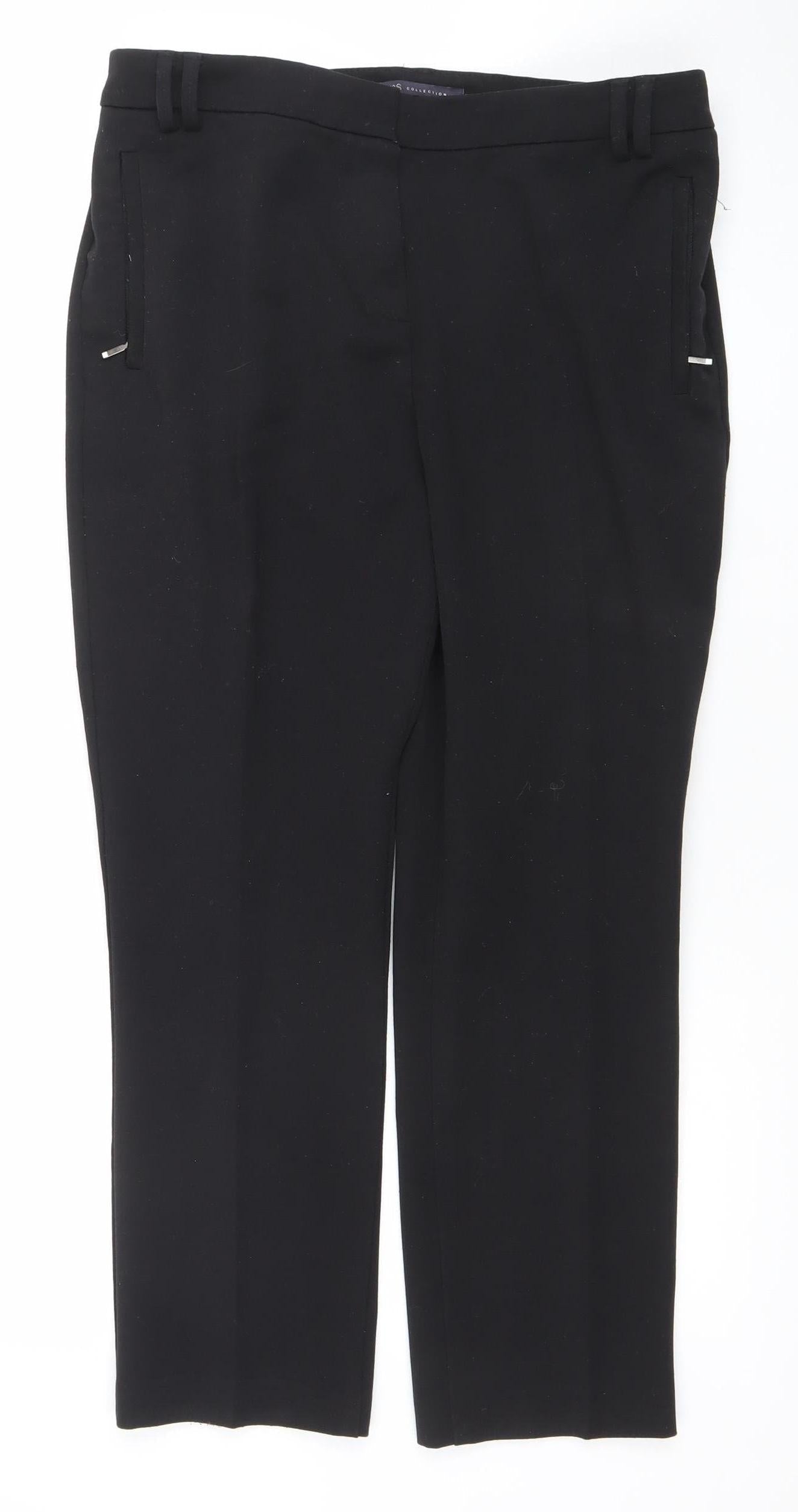 Marks and Spencer Women's Black Size 12 Slim Cropped Work Trousers
