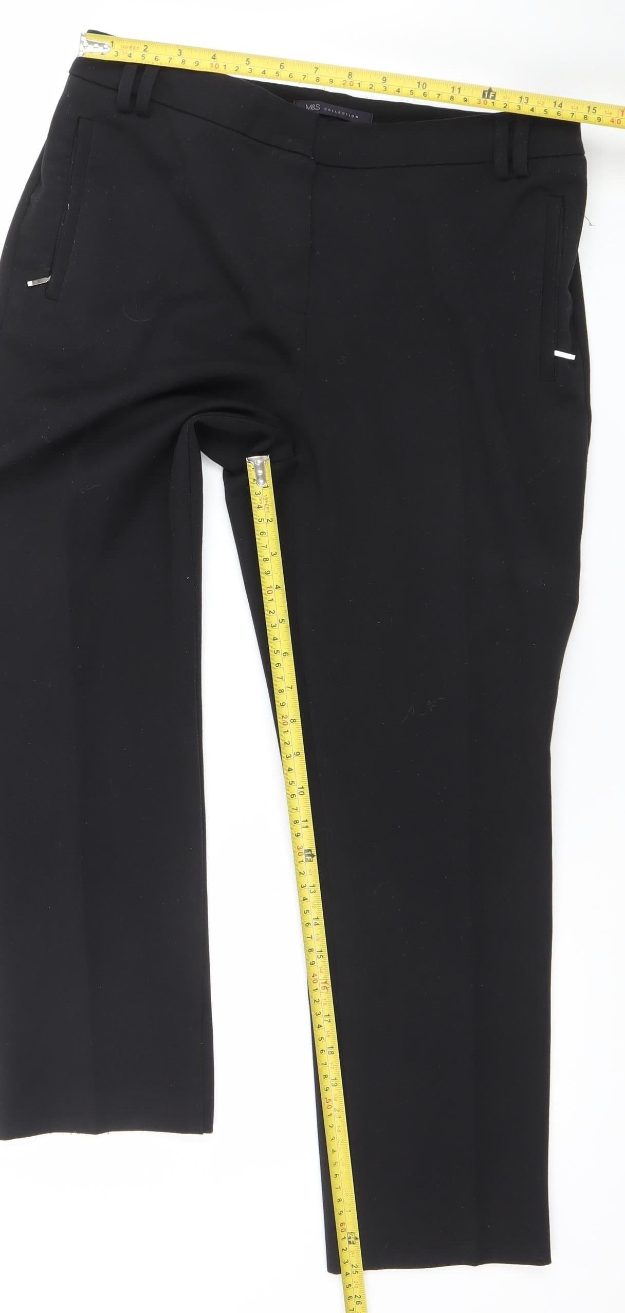 Marks and Spencer Women's Black Size 12 Slim Cropped Work Trousers