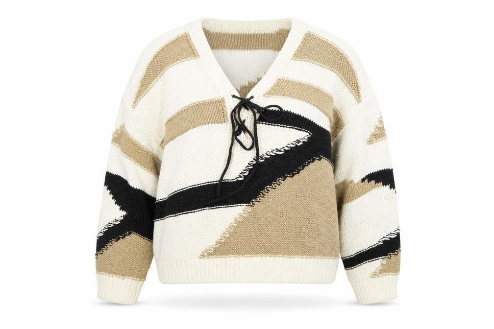 Gallery Womens Multicoloured V-Neck Knit Pullover Jumper Size L