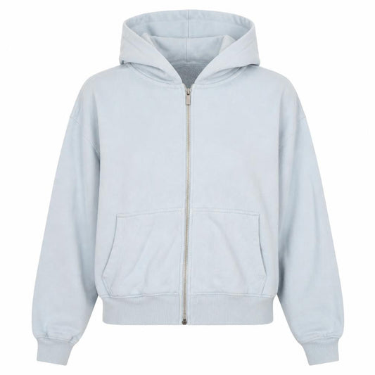 Gym+Coffee Women’s Chalk Blue Full Zip Hoodie Size S Cotton Blend