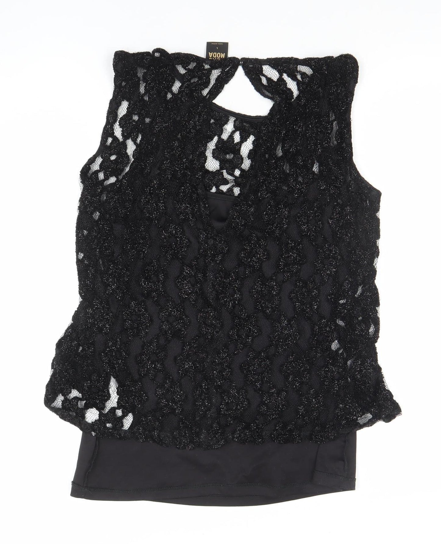 Vero Moda Women's Black Lace Sleeveless Camisole Blouse L