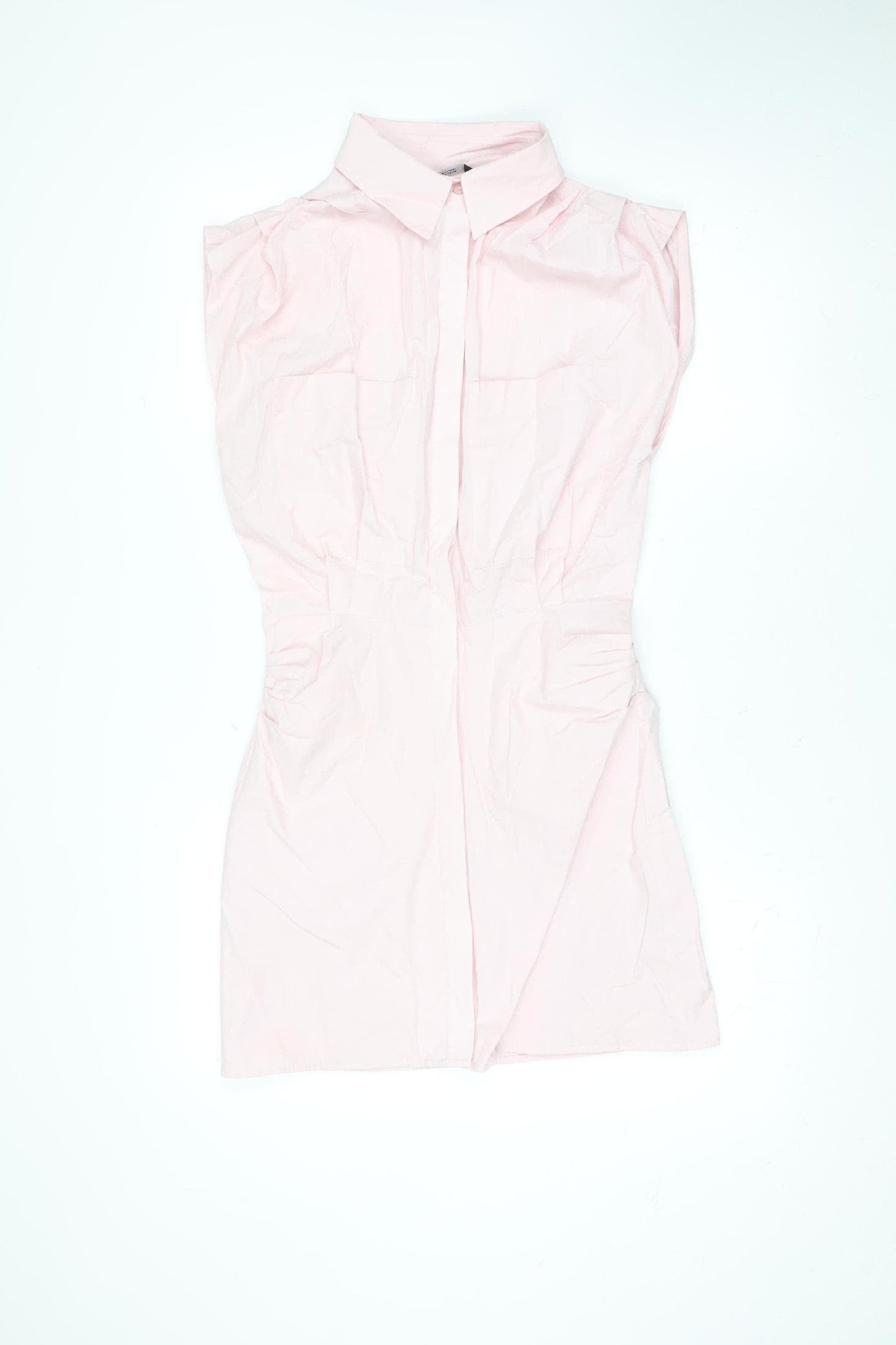 ZARA Women Pink Cotton Stretch Shirt Dress Size S