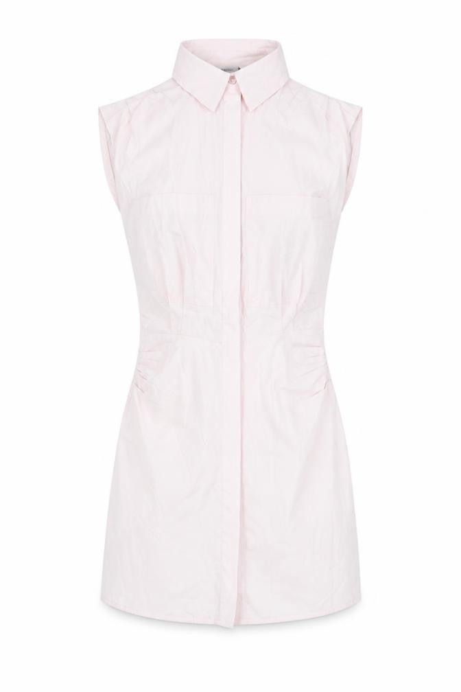 ZARA Women Pink Cotton Stretch Shirt Dress Size S