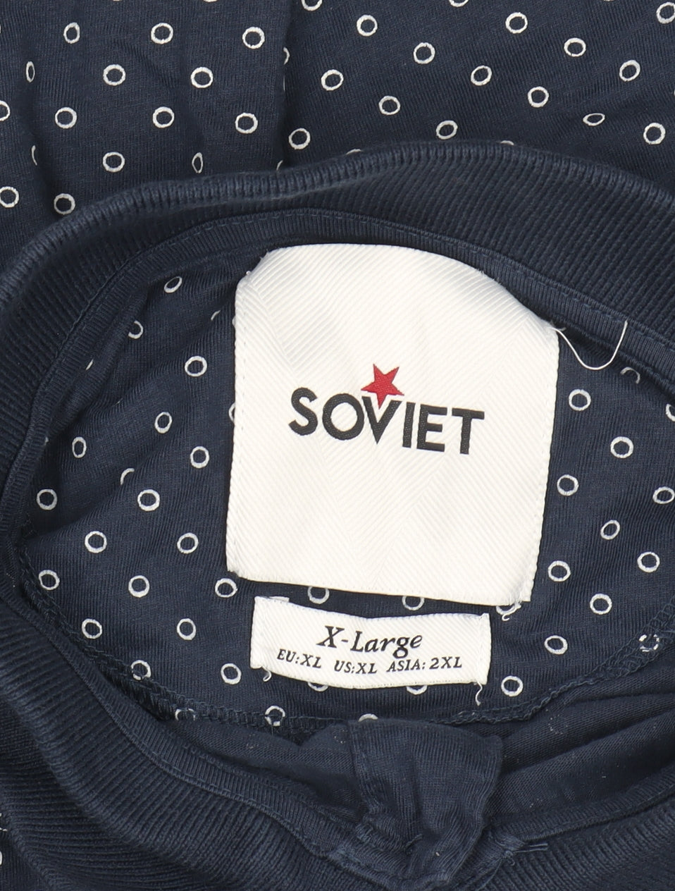 Soviet Men's Blue Polka Dot Polo Shirt Size XL 100% Cotton