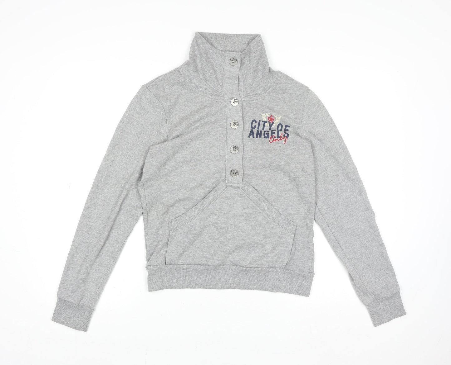 ONLY Women's Grey Henny High Neck Sweat Jacket Size M Casual Activewear