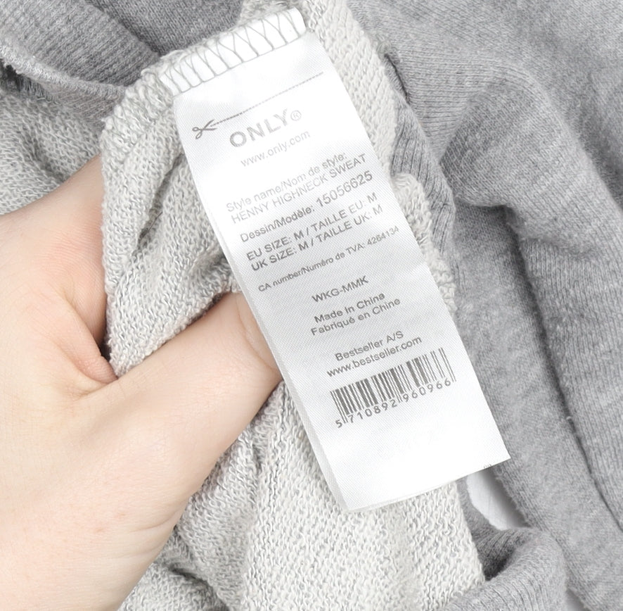 ONLY Women's Grey Henny High Neck Sweat Jacket Size M Casual Activewear