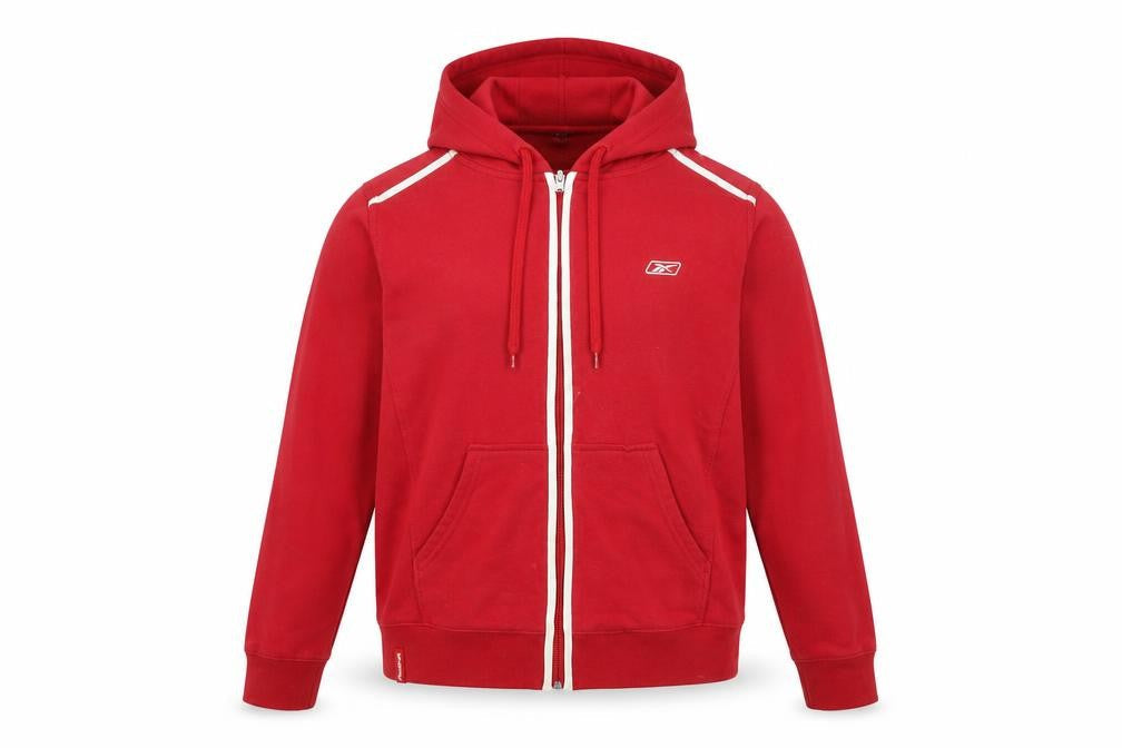 Reebok Men's Red L Track Jacket Hooded Full Zip Cotton Blend