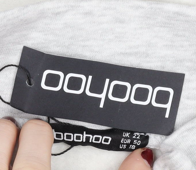 Boohoo Women’s Grey 1/4 Zip Pullover Sweatshirt Size 22