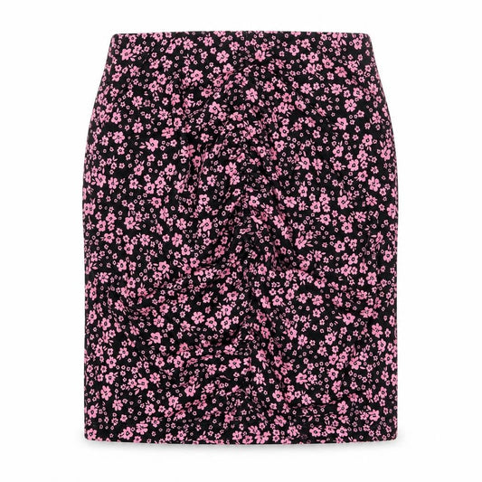 H&M Divided Women's XS Black Pink Floral Stretch Pencil Skirt