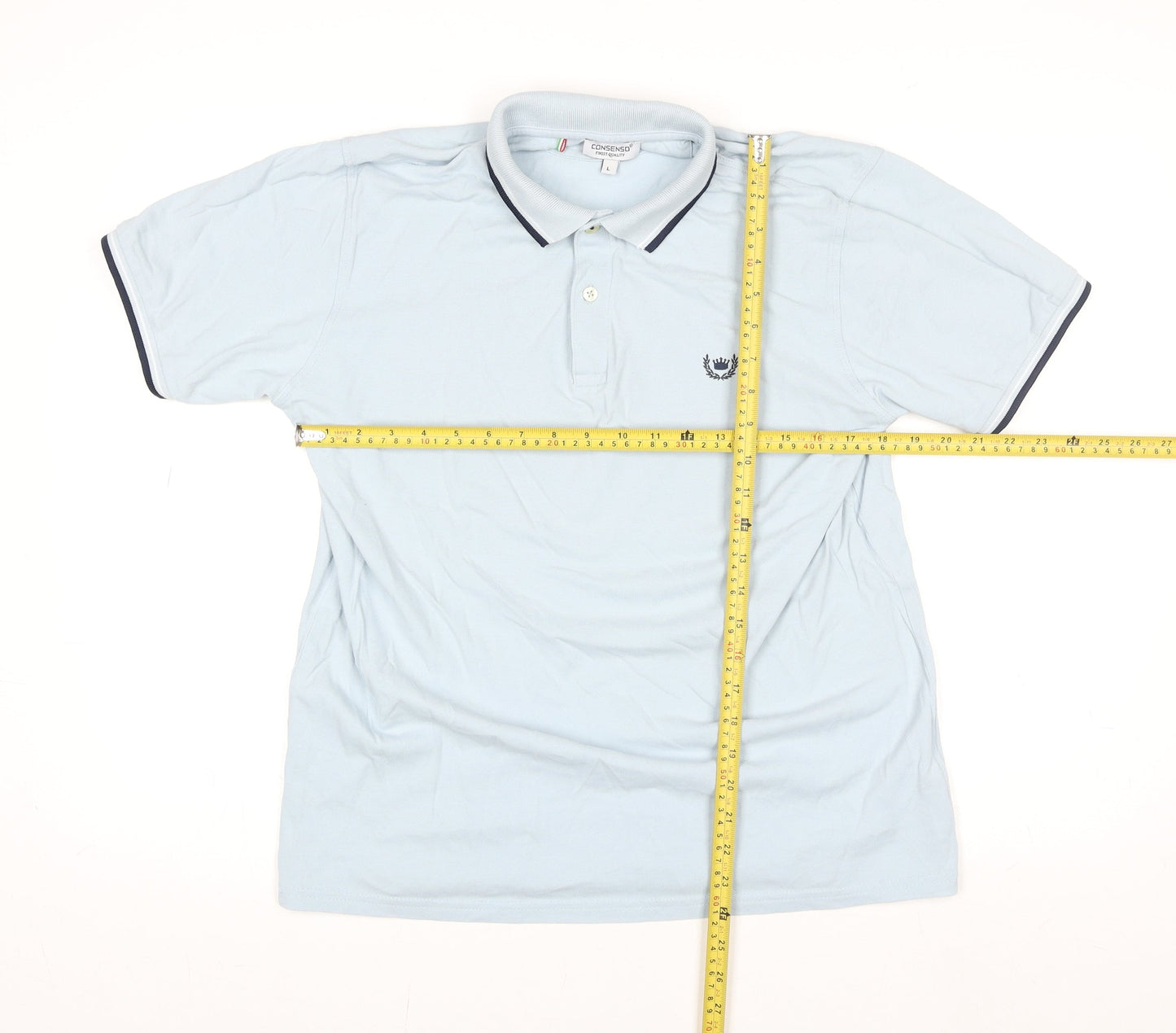 Consenso Men Blue Cotton Short Sleeve Polo Shirt L