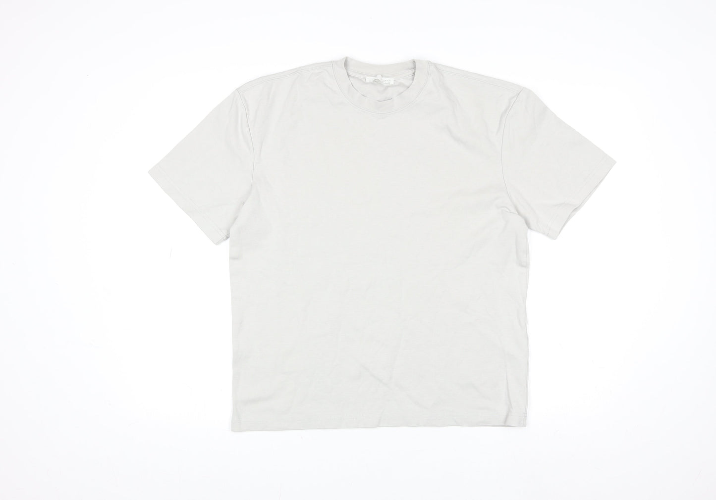 Zara Men Beige Cotton Crew Neck Short Sleeve Regular Fit T-Shirt M
