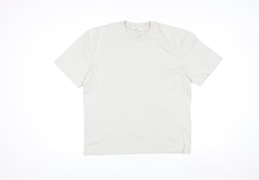 Zara Men Beige Cotton Crew Neck Short Sleeve Regular Fit T-Shirt M