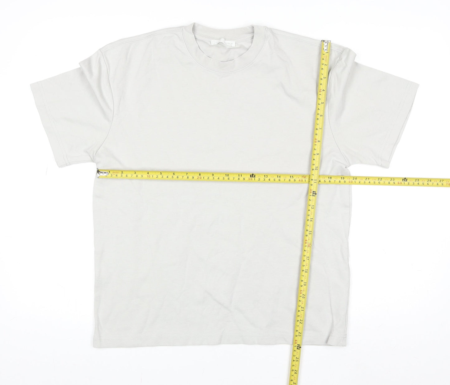 Zara Men Beige Cotton Crew Neck Short Sleeve Regular Fit T-Shirt M