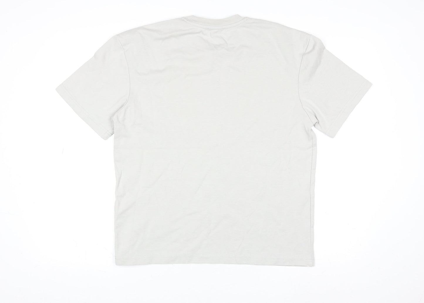 Zara Men Beige Cotton Crew Neck Short Sleeve Regular Fit T-Shirt M