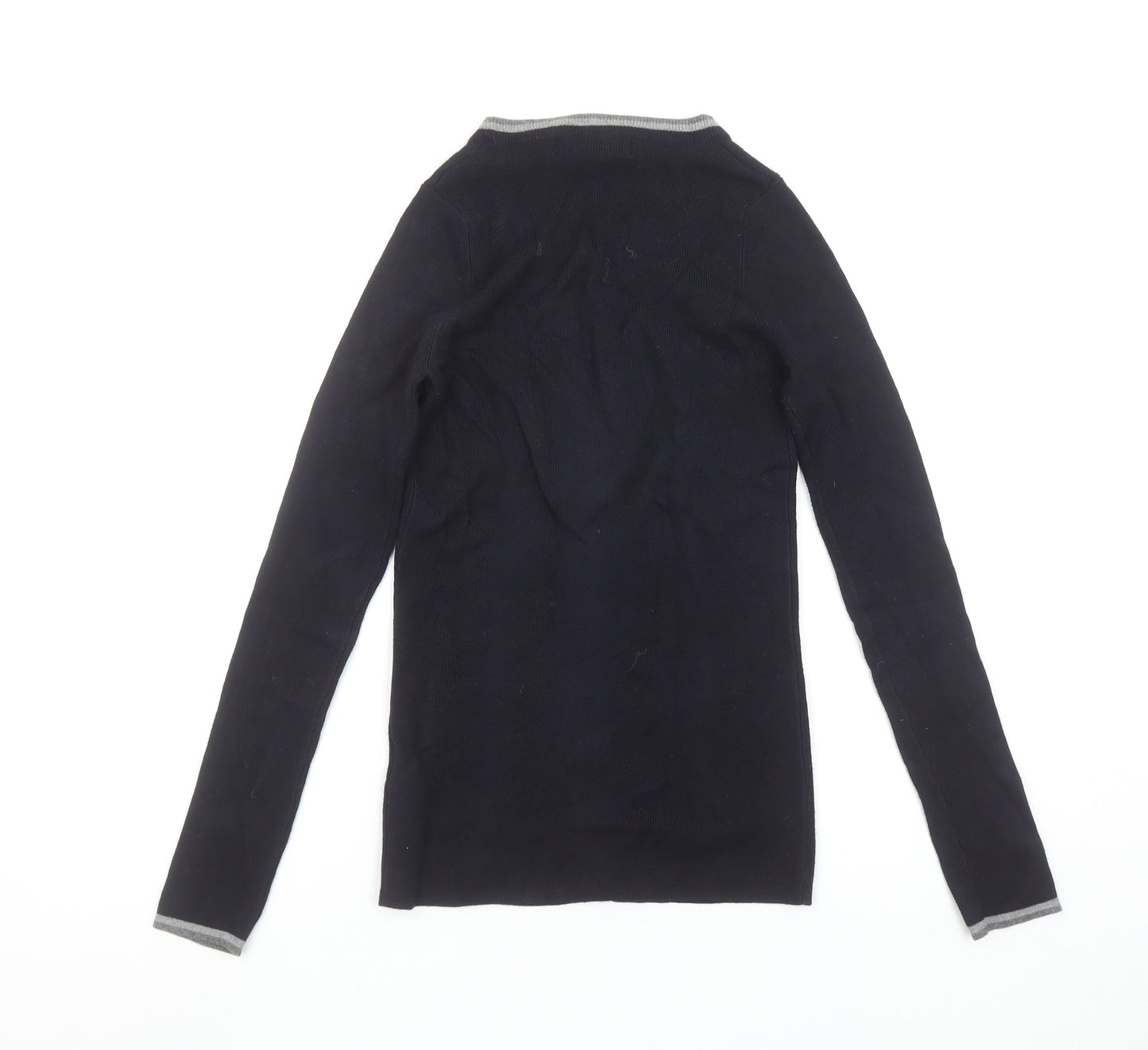 Zara Womens Black V-Neck Slim Fit Long Sleeve Cardigan Size S