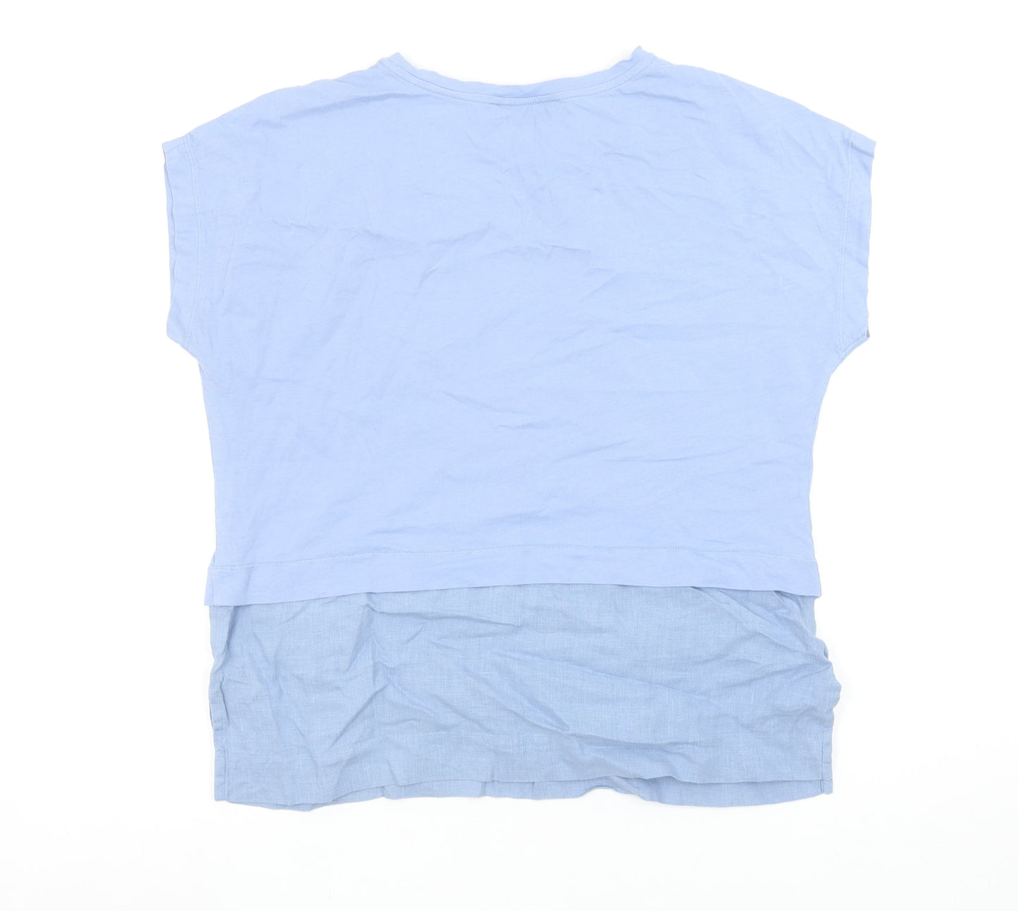 Carolyn Donnelly The Edit Women's Blue V-Neck Cotton Linen T-Shirt Size S