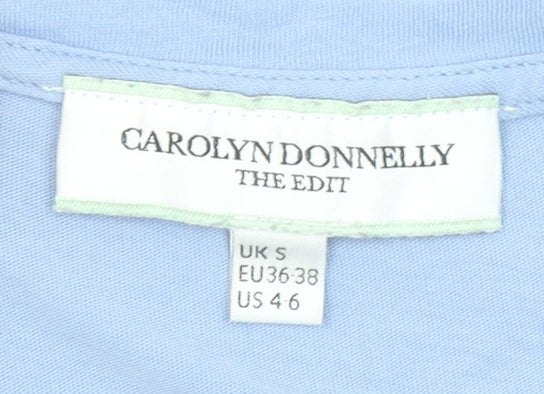Carolyn Donnelly The Edit Women's Blue V-Neck Cotton Linen T-Shirt Size S