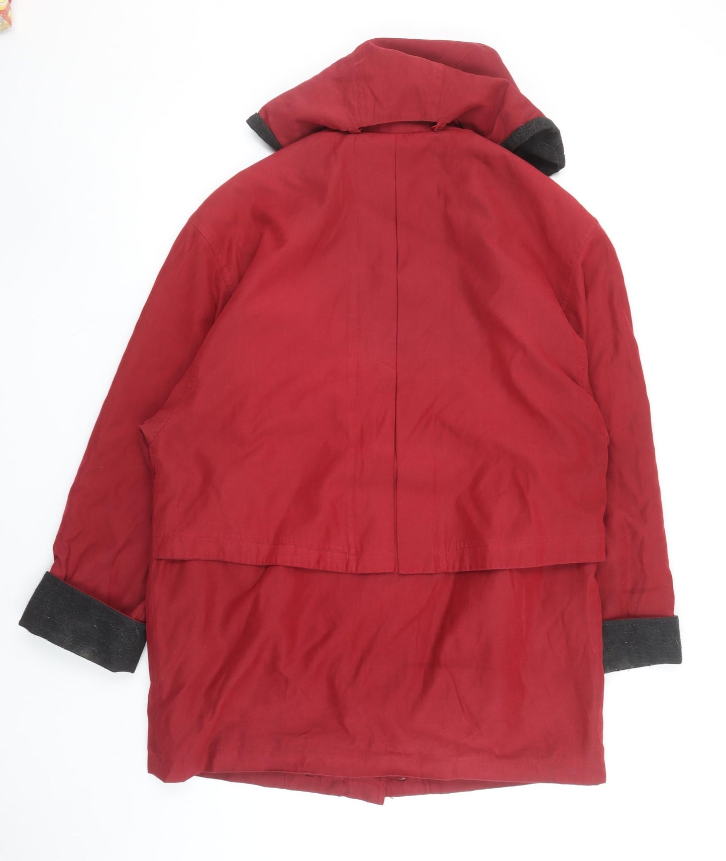 Savannah Women's Red Hooded Mid-Length Cotton Blend Rain Coat UK 10