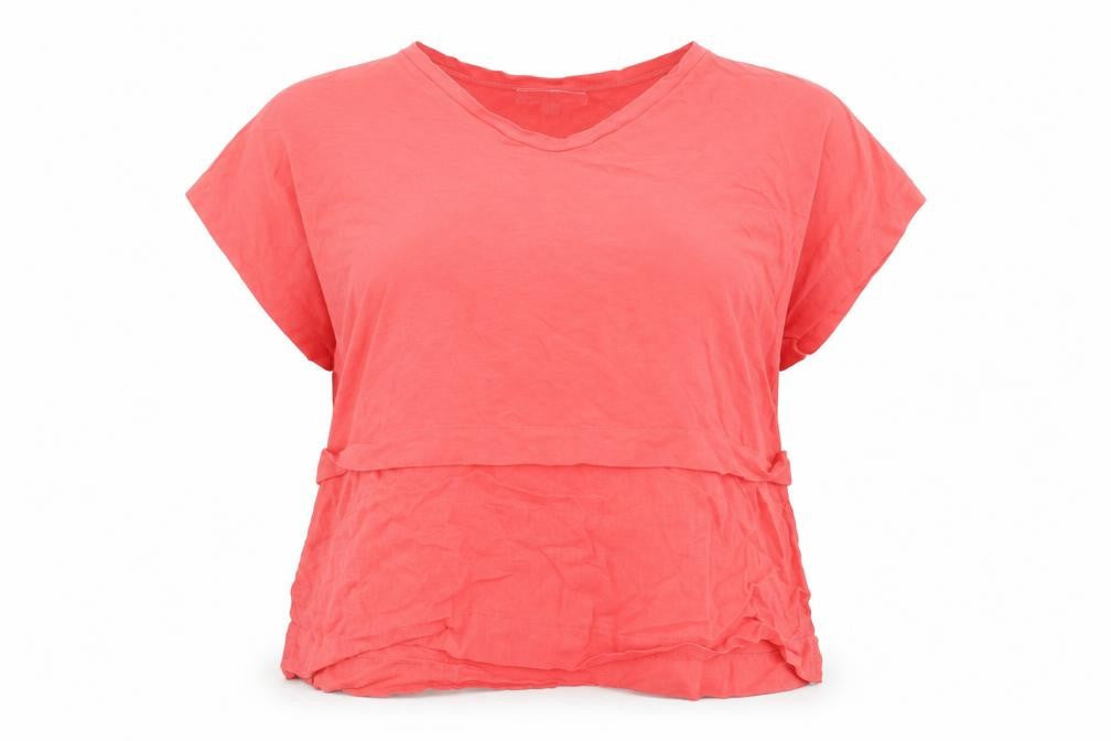 Carolyn Donnelly Women’s Red Linen Cotton V-Neck T-Shirt Size L