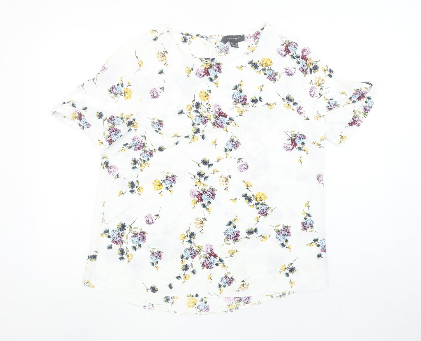 Primark Women’s White Floral Short Sleeve Tunic Blouse Size 14