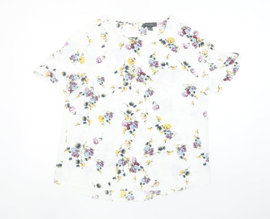 Primark Women’s White Floral Short Sleeve Tunic Blouse Size 14