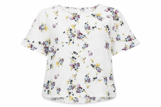 Primark Women’s White Floral Short Sleeve Tunic Blouse Size 14