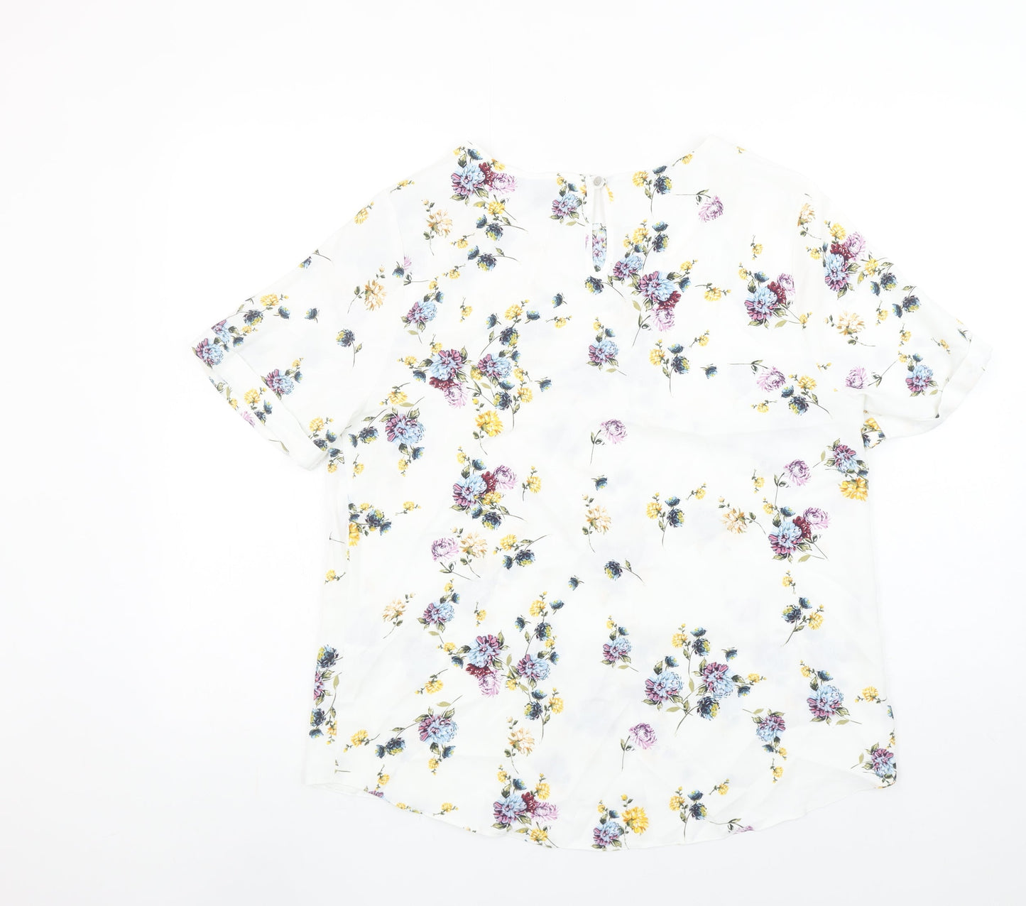 Primark Women’s White Floral Short Sleeve Tunic Blouse Size 14