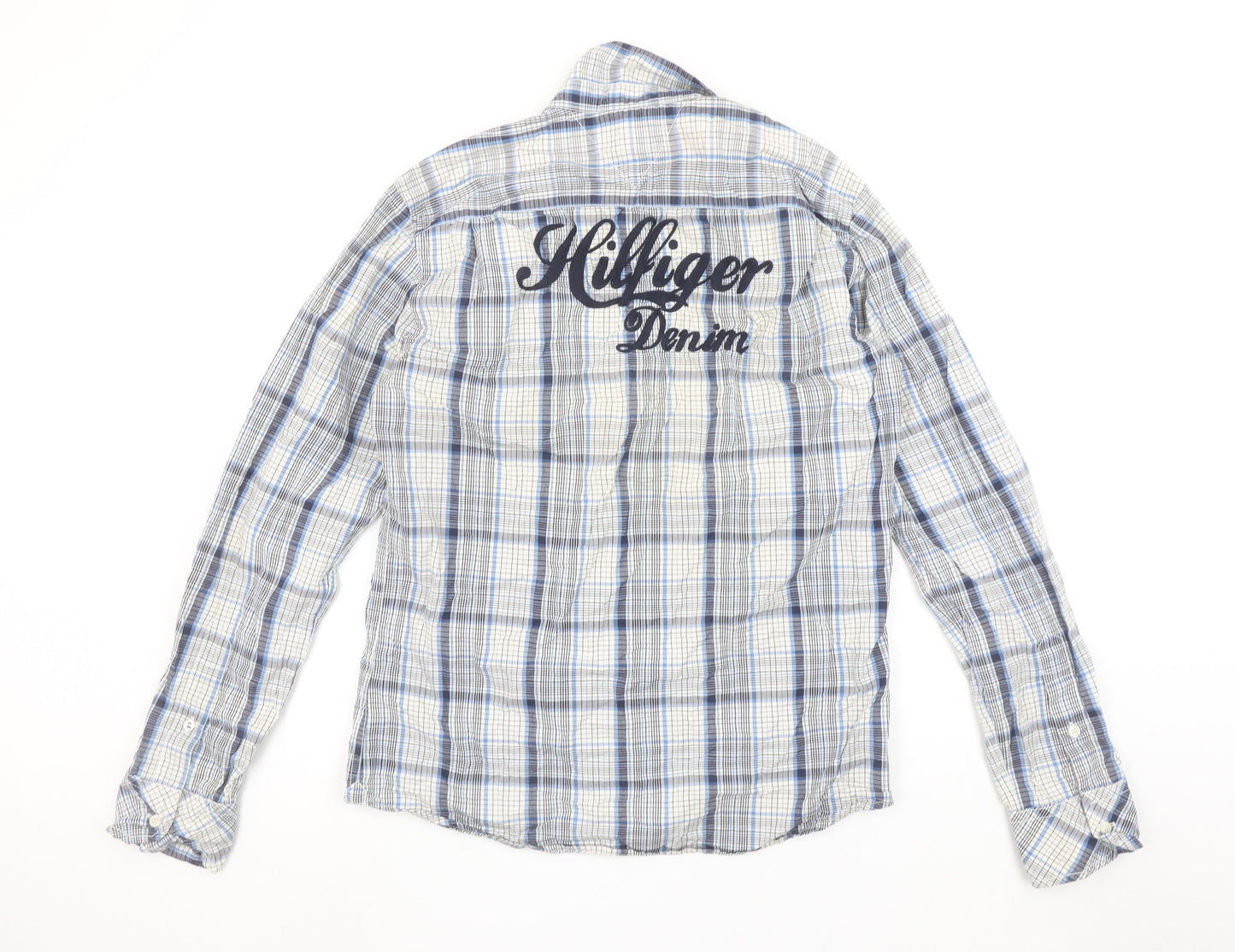 Tommy Hilfiger Denim Men's Blue Checked Slim Fit Shirt Size L