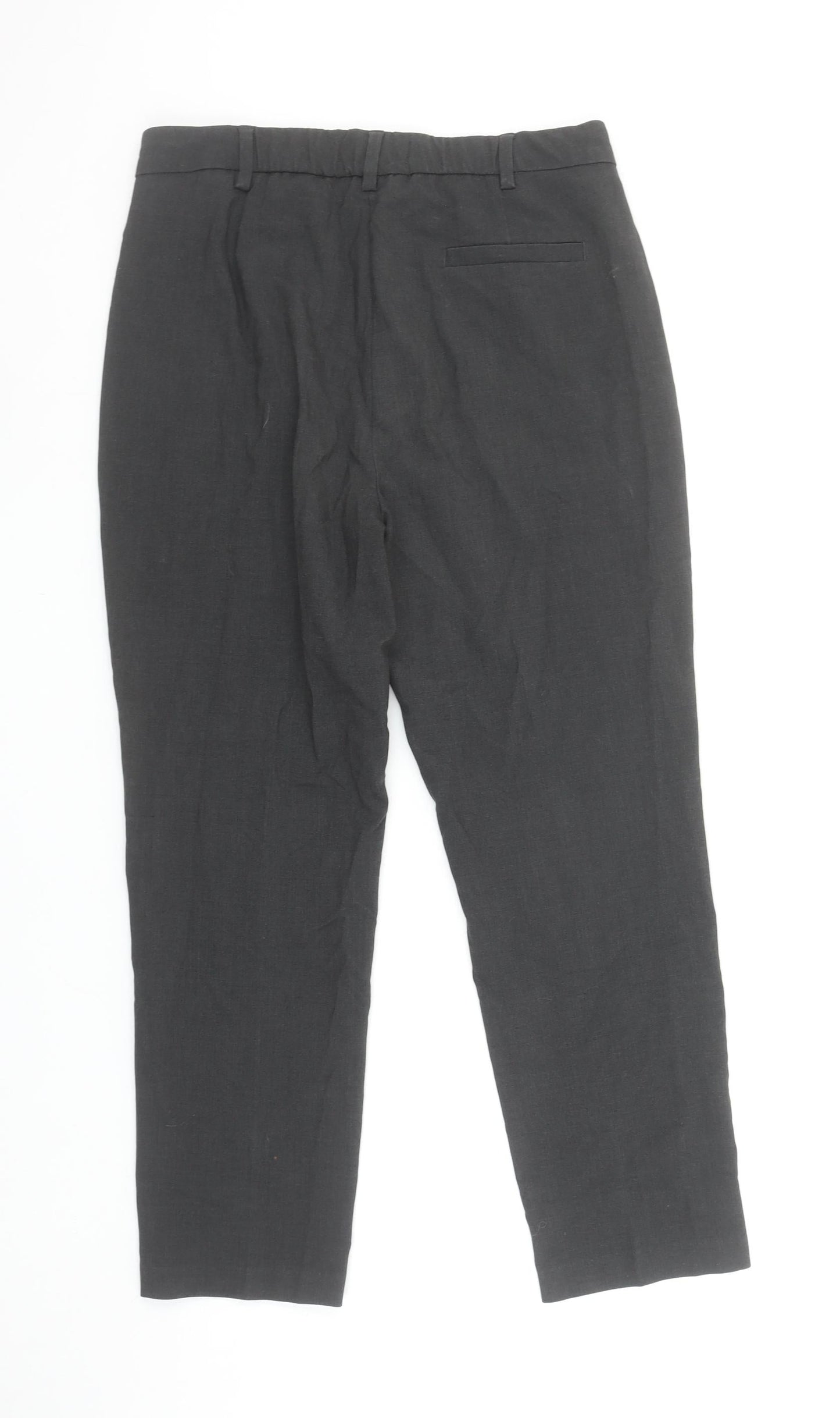 Marks and Spencer Women's Grey Classic Straight Leg Trousers Size 10 Short