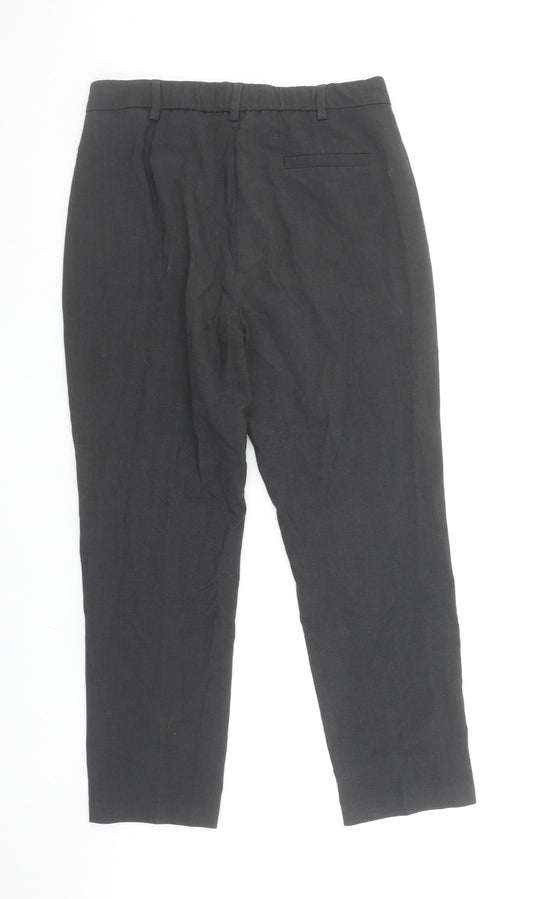 Marks and Spencer Women's Grey Classic Straight Leg Trousers Size 10 Short