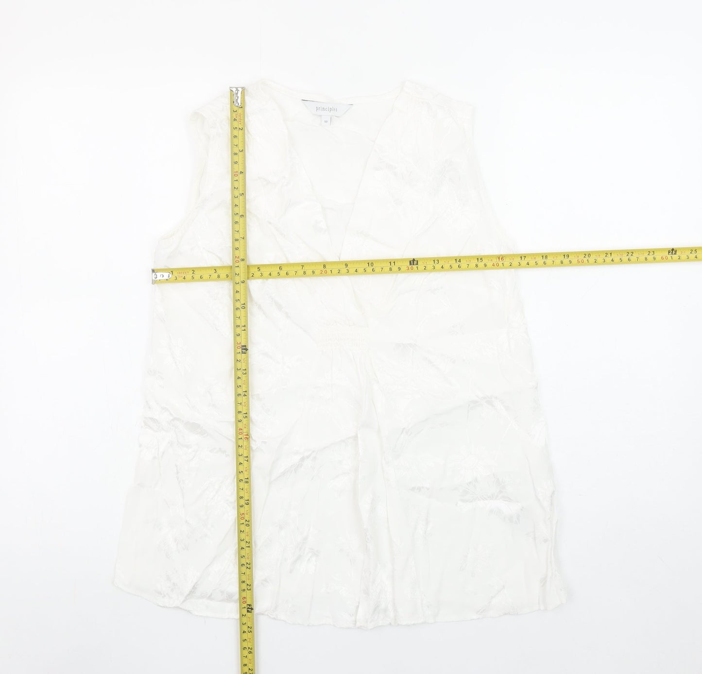 Principles Women White Wrap Sleeveless Blouse Size 10