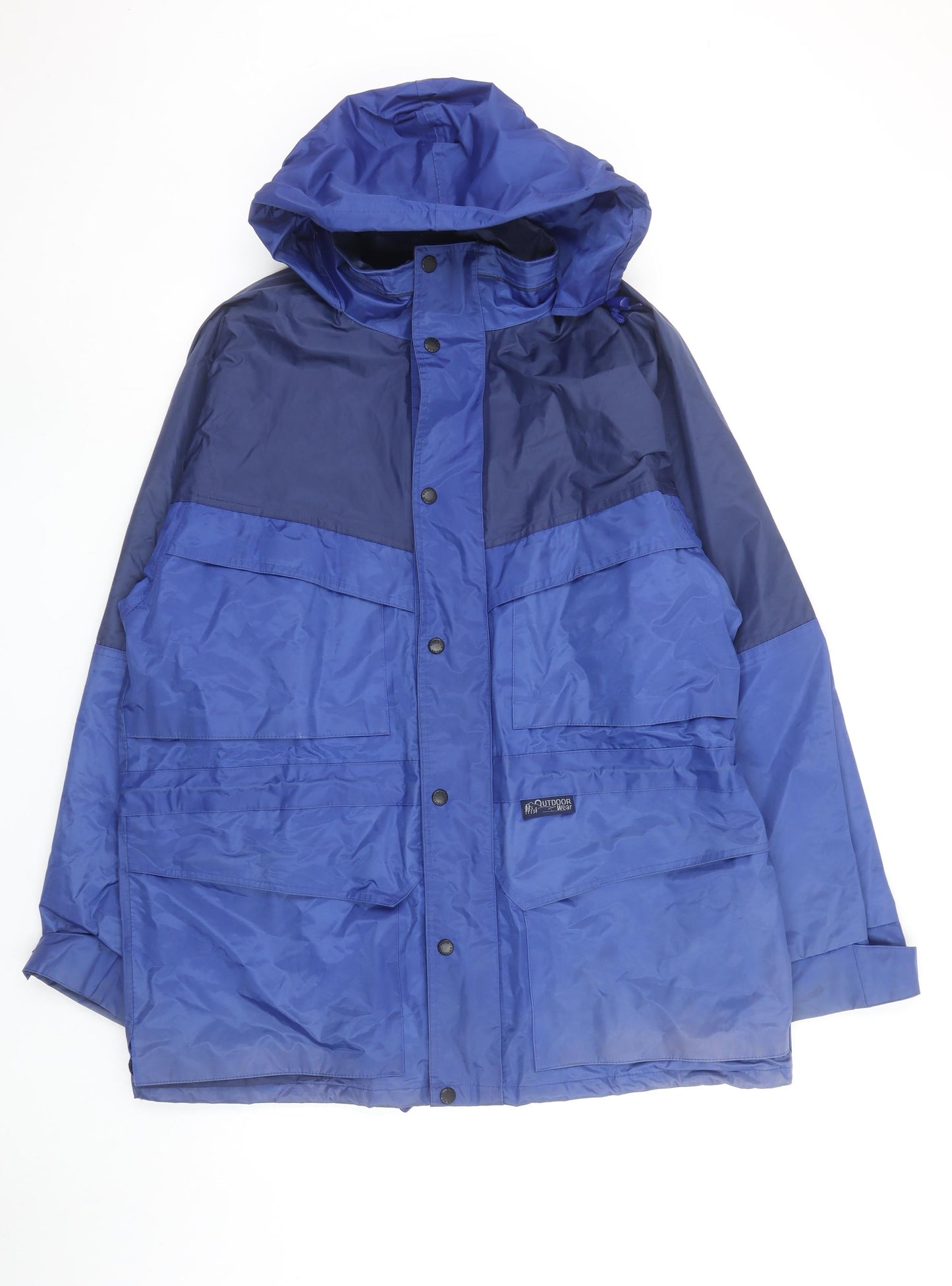 Outdoor Wear by R.M Men's Blue Waterproof Hooded Rain Jacket M