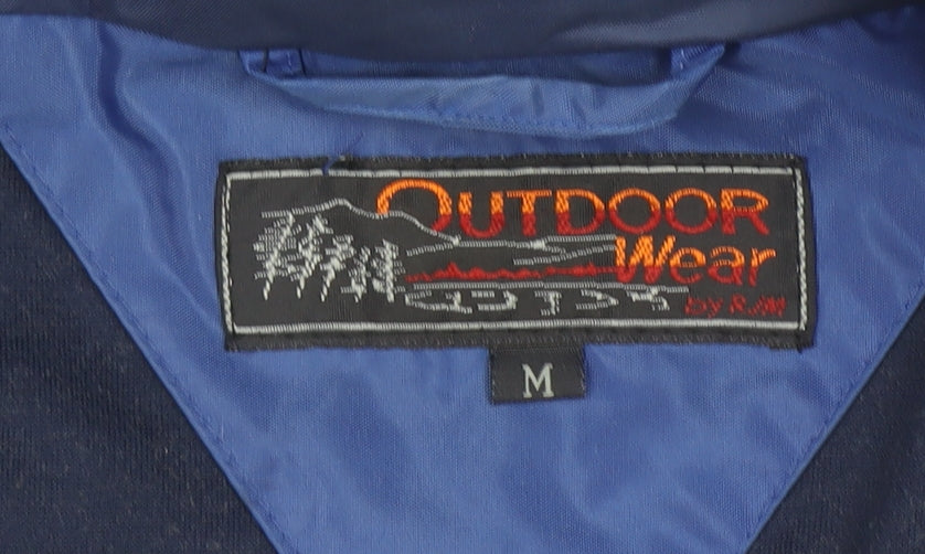 Outdoor Wear by R.M Men's Blue Waterproof Hooded Rain Jacket M