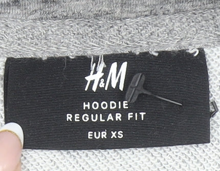 H&M Men's Grey Regular Fit Pullover Hoodie XS Cotton Blend
