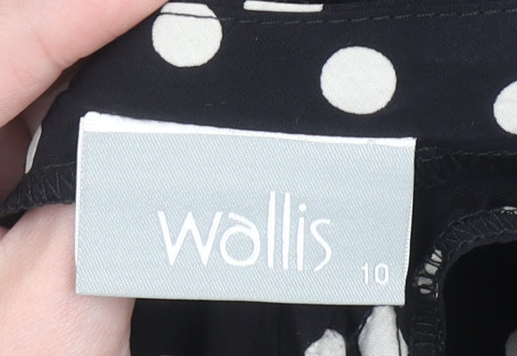 Wallis Women’s Black Polka Dot Fit & Flare Knee Length Dress Size 10