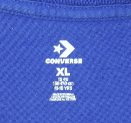 Converse Boys Blue XL Logo Graphic Print Cotton T-Shirt