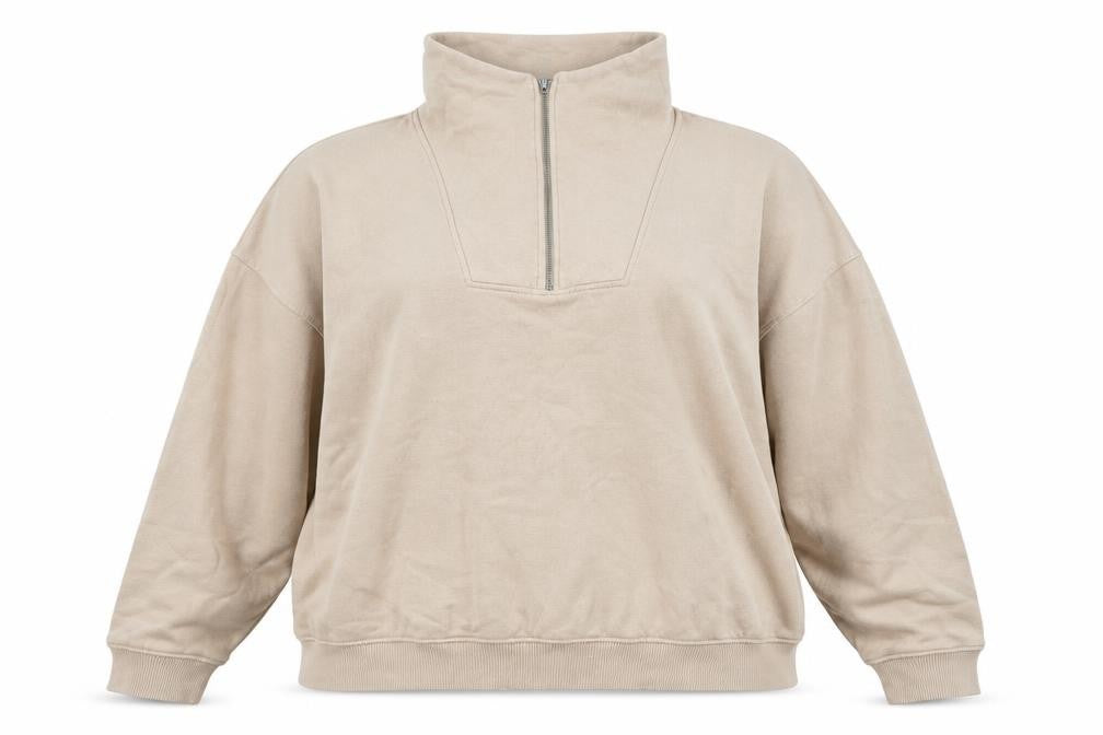 George Women Beige 1/2 Zip High Neck Pullover Sweatshirt UK 16